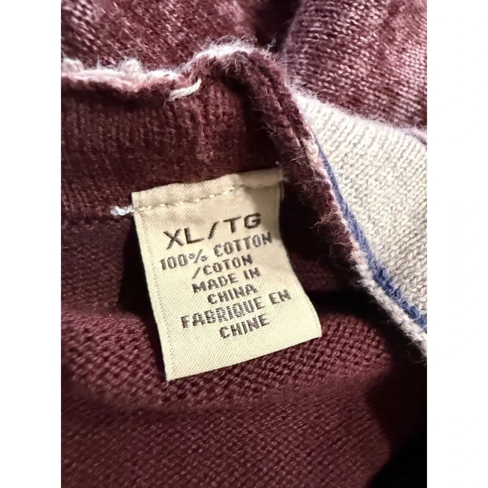 Tommy Bahama Jeans Mens XL Burgundy Acid Wash Cotton Knit Crewneck‎ Sweater